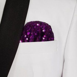 Men's Sequin Pre-Folded Pocket Square Insert - Purple